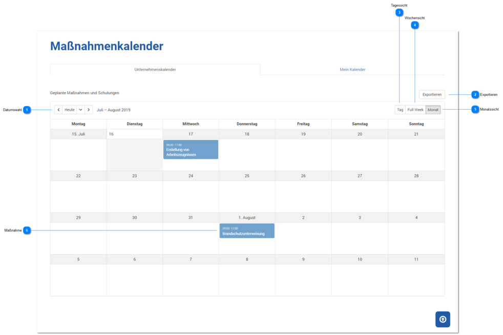 3.3.9.1. Calendrier de l'entreprise